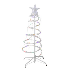 Northlight LED Lighted Spiral Cone Trees Outdoor Christmas Decorations - Multicolor - Set of 2 - 1 of 4