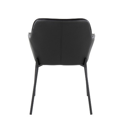 Black Faux Leather and Metal Dining Chairs, Set of 2
