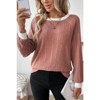 Coolmee Women's Ribbed Knitted Sweatshirt Trendy Colorblock Long Sleeve Pullover Sweater - 3 of 4