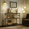 Tangkula Kitchen Island with 3 Shelves, Industrial Kitchen Counter w/ Glass Holders & 10 Hooks, 3 Tier Kitchen Shelf w/ Heavy Duty Metal Frame - 2 of 4