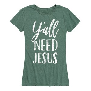 Women's - Instant Message - Y'all Need Jesus Short Sleeve Graphic T-Shirt - 1 of 4