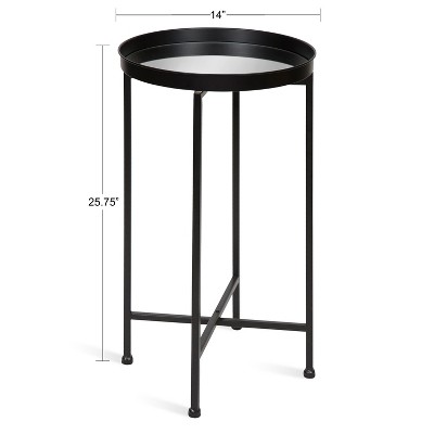 Celia 25.5" Black and Gold Metal Round Tray Accent Table