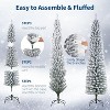Prelit Flocked Pencil Christmas Tree with Lights, Slim Artificial Xmas Tree with Snowy Branch Tips & Sturdy Metal Stand for Indoor/Outdoor - 2 of 4