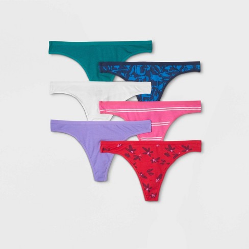 Women's Floral Print Laser Cut Thong - Auden™ Assorted Green Xl : Target