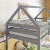 CAVINAS Twin Over Twin Rubber Wood Floor Bunk Bed with Ladder & Guardrails,House Bed Frame for Kids Room,Bedroom - 3 of 4