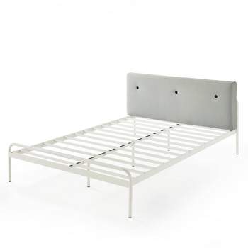 Maggie Metal Platform Bed with Upholstered Cushion Headboard - Mellow