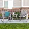 3pc Slatted Chevron Acacia Wood Patio Rocking Chair Chat Set - Saracina Home - 4 of 4