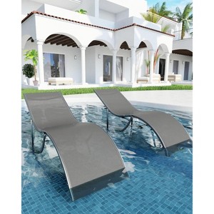 Outdoor Chaise Lounge Set of 2, Adjustable Reclining Sun Lounger for Patio, Deck, Garden, or Poolside - 1 of 4