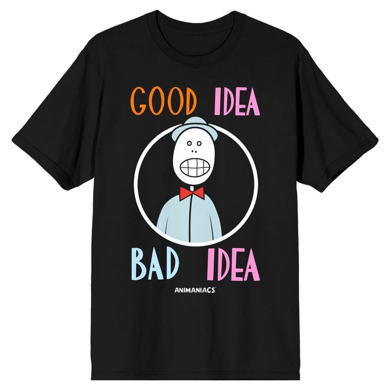 Animaniacs Good Idea Bad Idea Men's Black T-shirt, 1 of 2