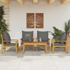 vidaXL 5 Piece Patio Lounge Set - Solid Acacia Wood Outdoor Furniture with Cushions - Scandinavian Style - 2 of 4
