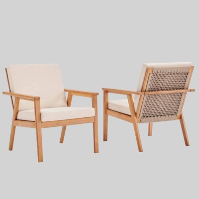Vero 2pc Outdoor Patio Ash Wood Armchairs - Natural/Beige - Modway