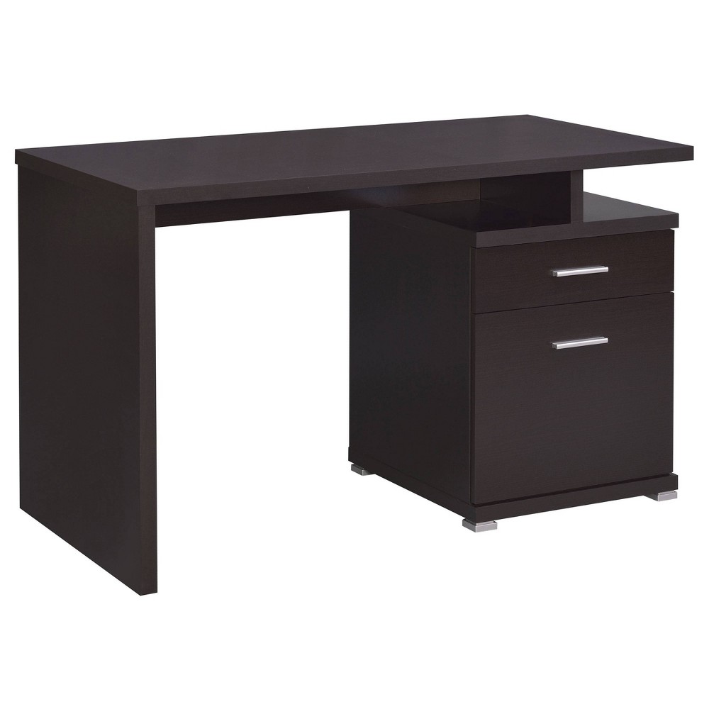 Photos - Office Desk Irving 2 Drawer  with Reversible Cabinet Cappuccino - Coaster