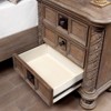 Lellen 3 Drawer Carved Details Nightstand Rustic Natural Tone - HOMES: Inside + Out - 3 of 4