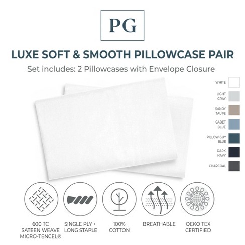Pillow Guy Luxe Soft & Smooth 100% Tencel Pillow Case Set - White