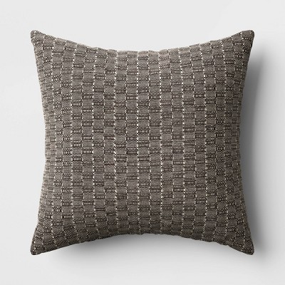 Woven Striped Square Throw Pillow Black/Ivory - Threshold™
