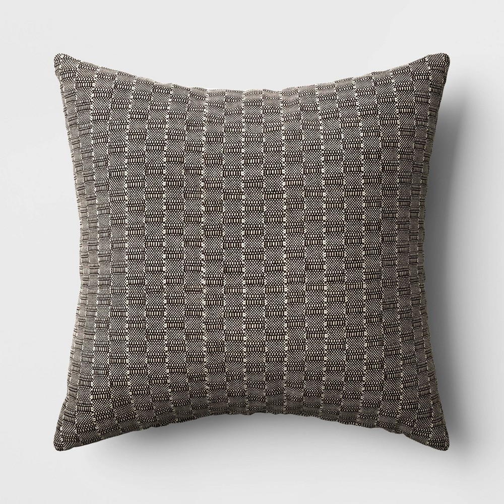 Photos - Pillow Oversized Textural Woven Square Throw  Black/Neutral - Threshold™