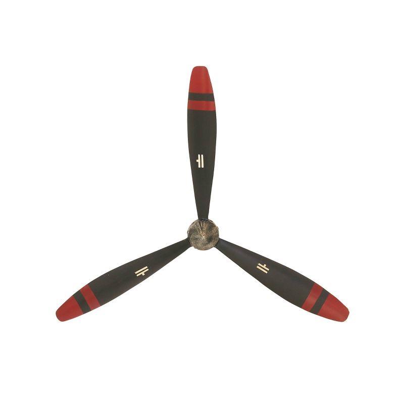 25&#34; x 22&#34; Metal Airplane Propeller 3 Blade Wall Decor with Aviation Detailing Black - Olivia &#38; May, 5 of 6