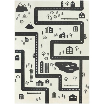 5'2"x7' Roadmap Black/White Rug - Balta Rugs