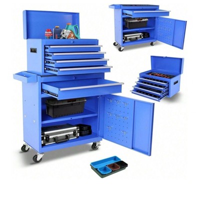 Black 5 Drawer Rolling Tool Chest, Portable Rolling Tool Box With Drawers & Wheels, High Capacity Locking Tool Cart Organizer For Garage, Workshop,