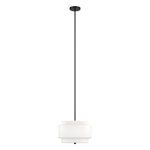 Hudson and Canal 16" Wide 2-Light Pendant with Tiered Fabric Shade - 1 of 4