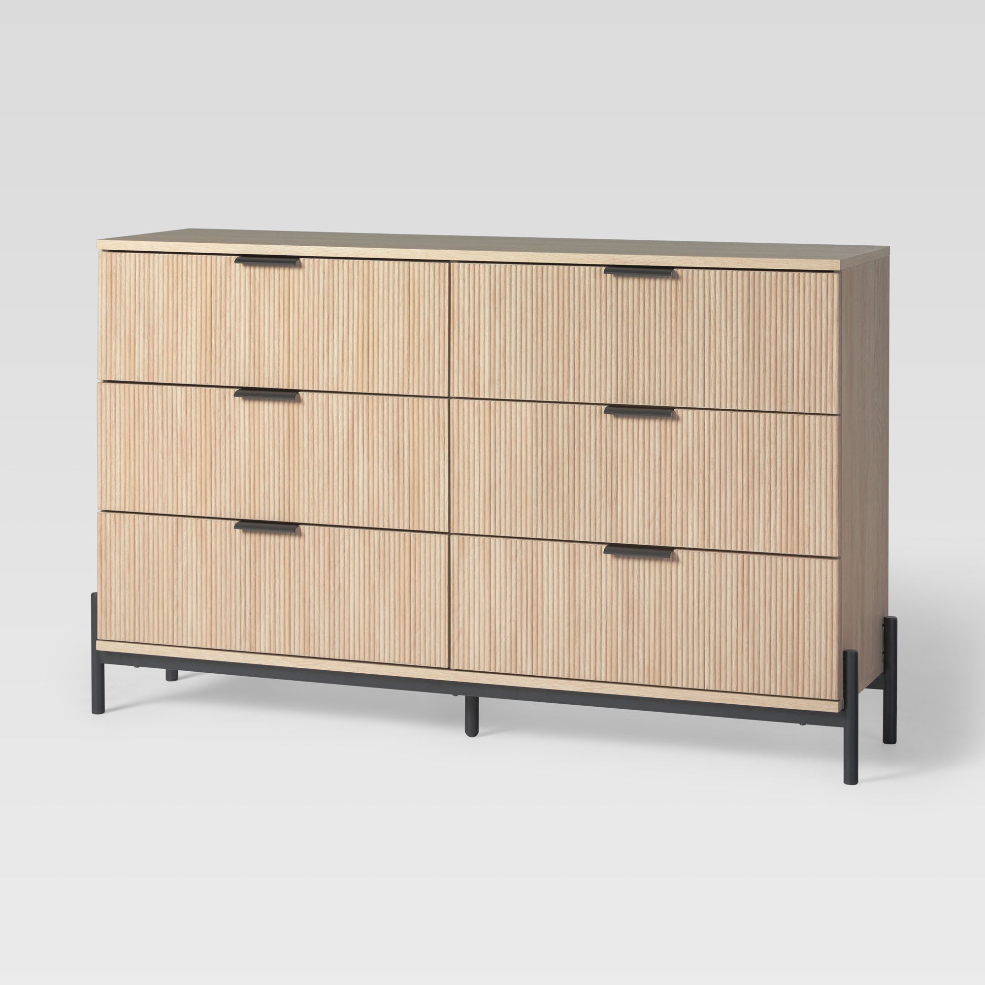 Walker Edison 6-Drawer Dresser with Reeded Fronts Coastal Oak 6-Drawer
