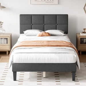 NicBex Twin/Full/Queen Upholstered Bed Frame with Linen Button Tufted Adjustable Headboard,Under Bed Storage,No Box Spring Needed,Easy Assembly - 1 of 4
