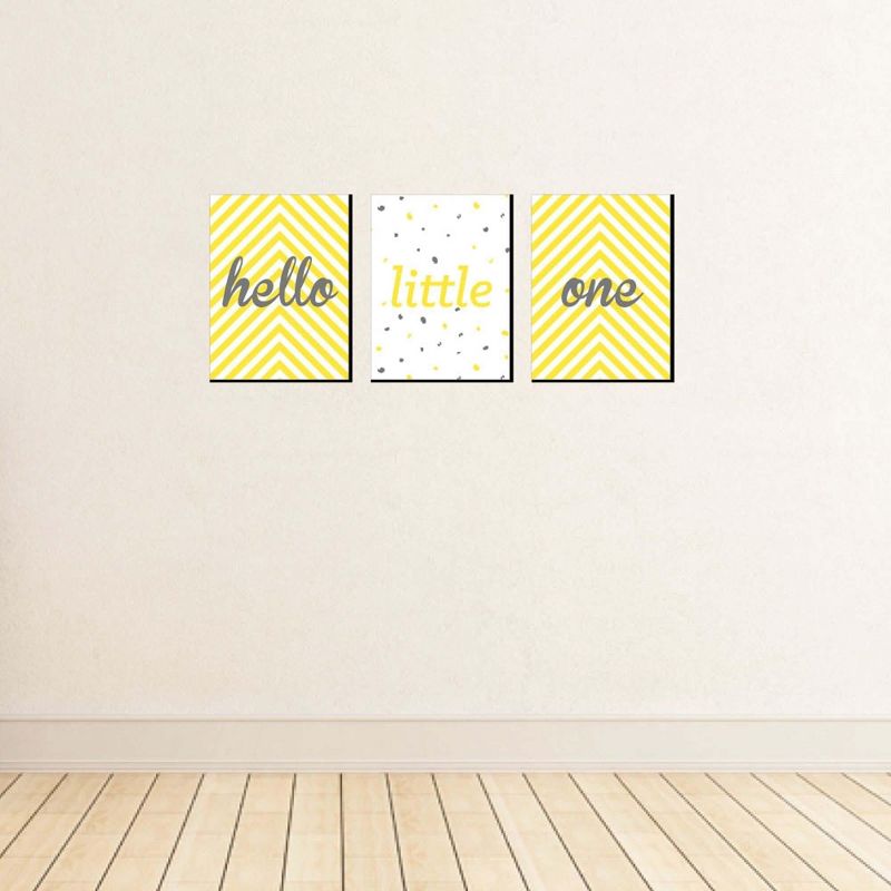 Big Dot of Happiness Hello Little One - Yellow and Gray - Baby Girl or Boy Nursery Wall Art & Kids Room Decor - 7.5 x 10 inches - Set of 3 Prints, 3 of 8