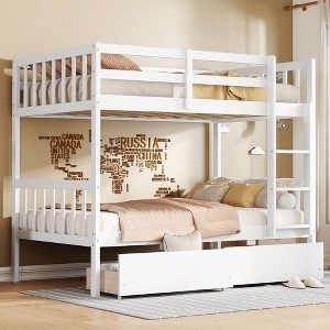 NicBex Twin over Twin Bunk Bed Wooden Bed Frame with 2 Drawers, Ladder and Full Length Guardrail, Space Saving, No Box Spring Required - 1 of 4