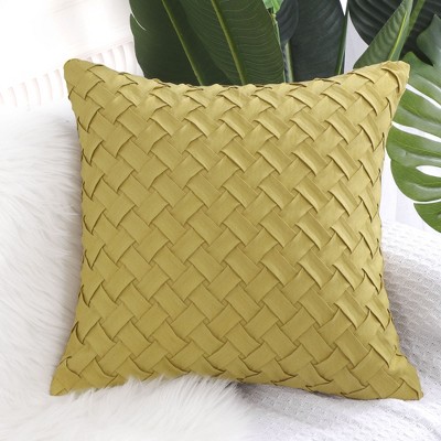 1 Pc 18"x18" Polyester Fabric Patchwork Decorative Pillow Cover Yellow - PiccoCasa