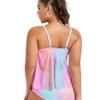 Womens Plus Size Mesh Cover Tie Dye Bikini High Waisted Swimsuits Bathing Suits Tummy Control Swimwear - 4 of 4