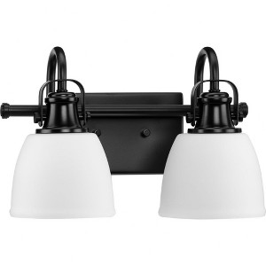 Progress Lighting Preston 2-Light Bath Light in Matte Black with Opal Glass Shades - 1 of 1