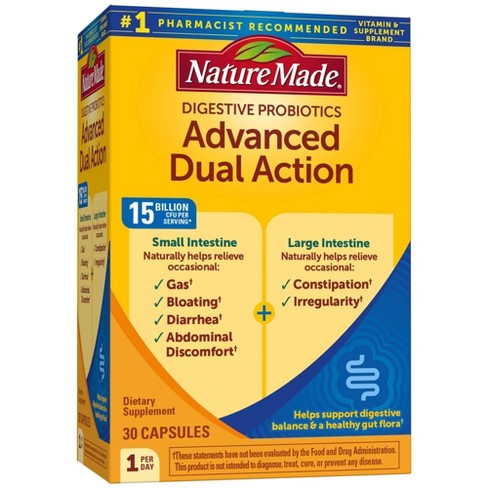 Nature Made Digestive Probiotics Advanced Dual Action Capsules - 15 Billion  Cfu Per Serving - 30ct : Target