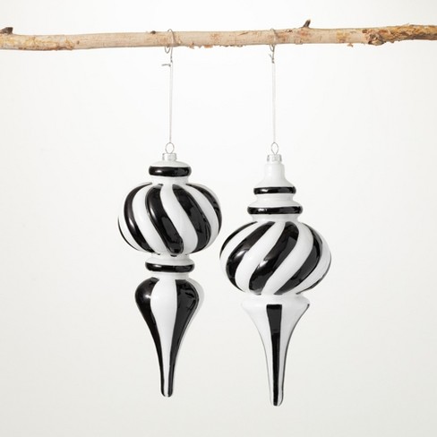 Black & White Striped Finials Multicolor 10