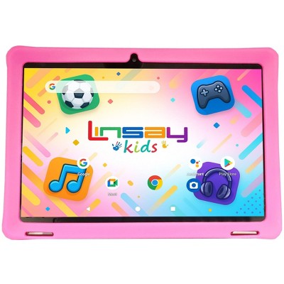 LINSAY 10.1"Octa Core  256GB Storage Android 15 Tablet with Pink Kids Defender Case