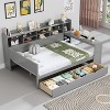 Sapphtopaz Wooden Daybed with Storage Shelves 2-Drawers Storage Study Desk Multi-functional Bedroom Furniture - 4 of 4