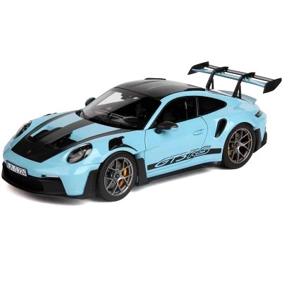 2022 Porsche 911 GT3 RS Weissach Pack Gulf Blue with Carbon Top and Hood Stripes 1/18 Diecast Model Car by Norev