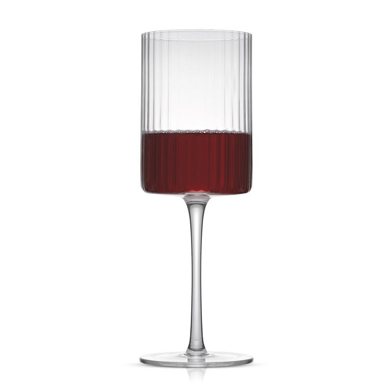 JoyJolt Elle Fluted Cylinder Red Wine Glass - 17.5 oz Long Stem Wine Glasses - Set of 2, 5 of 7
