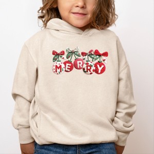 Merry Ornaments Quilted Print - Toddler Hoodie - 1 of 4
