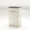 JANSNO 10-Gallon Woodgrain Tilt-Out Trash Can Cabinet with Wave-Textured Hideaway Drawer & Pull-Out Bin, Walnut - 2 of 4