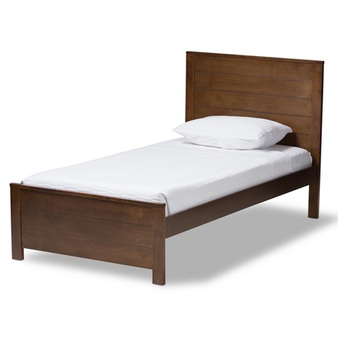 Catalina Modern Classic Mission Style Walnut Finished Wood Platform Bed Brown Twin Baxton Studio