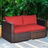 Costway 4PCS Patio Rattan Corner Sofa Sectional Furniture SetBlue\Beige\Navy Cushion - 3 of 4