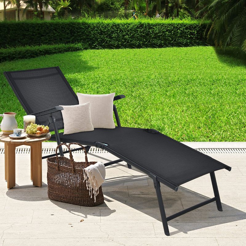 Tangkula Outdoor Adjustable Chaise Lounge Chair Patio Beach Folding Recliner Lounge, 2 of 8