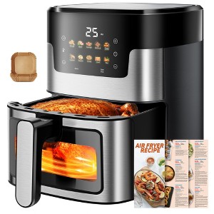 7.5qt Digital Air Fryer with10 Presets, Easy-Clean with Visible Window & Light, 95% Less Oil, Nonstick Easy Clean Basket, 100Pcs Liner - 1 of 4