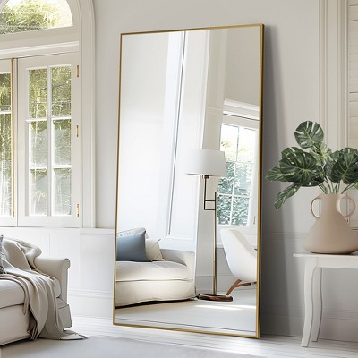 Gold Aluminum Slim Frame Full-Length Mirror with Bracket 180x100x1.5cm