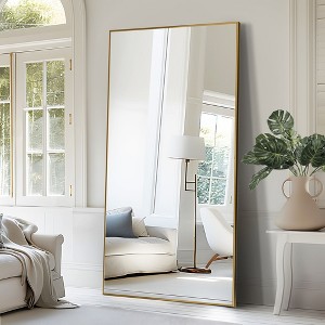 Gold Aluminum Slim Frame Full-Length Mirror with Bracket 180x100x1.5cm - 1 of 3