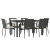 vidaXL Patio Dining Set Outdoor Conversation Set with Cushions Poly Rattan - Black 59.1" Table Length 6 Pieces - 3 of 4