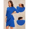 Allegra K Women's 3/4 Sleeve Round Neck Ruffle Front Casual Work Elegant Sheath Dress - 2 of 4