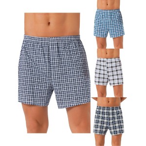 INSPIRE CHIC Men's 4 Pack Elastic Waistband Plaid Pattern Boxer Shorts - 1 of 4