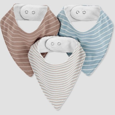 Image of Carter's Just One by You® Baby Girls' 3pk Striped Bib - Blue/Brown