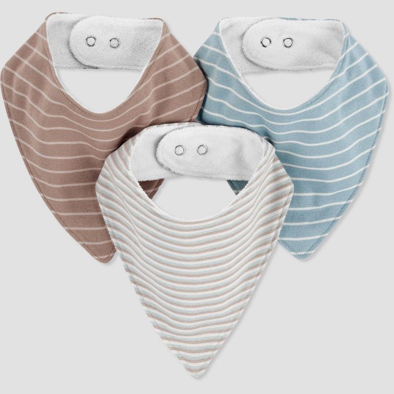 Carter&#39;s Just One by You&#174; Baby Girls&#39; 3pk Striped Bib - Blue/Brown, 1 of 7